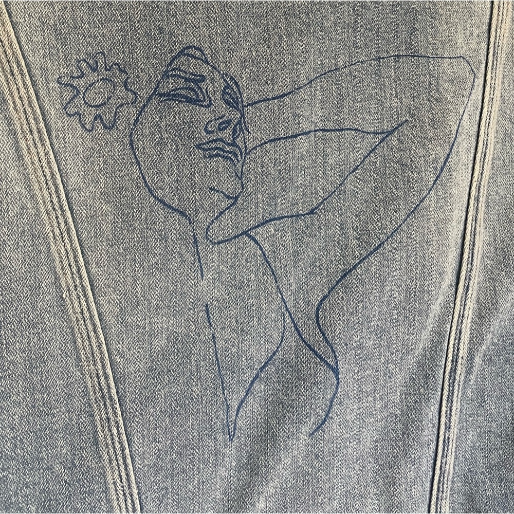 Hollister Light Medium Blue Denim Jacket Relaxed Fit Embroidered Customized Cute - Picture 10 of 10